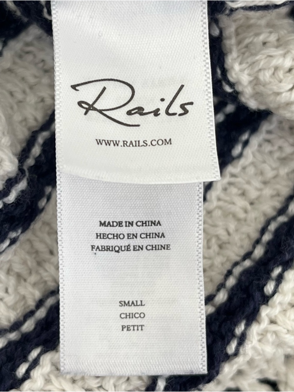 Rails Coen Striped Crochet Ruffle Sleeve Top in Anadia Stripe, Small, Navy Ivory - Picture 5 of 9